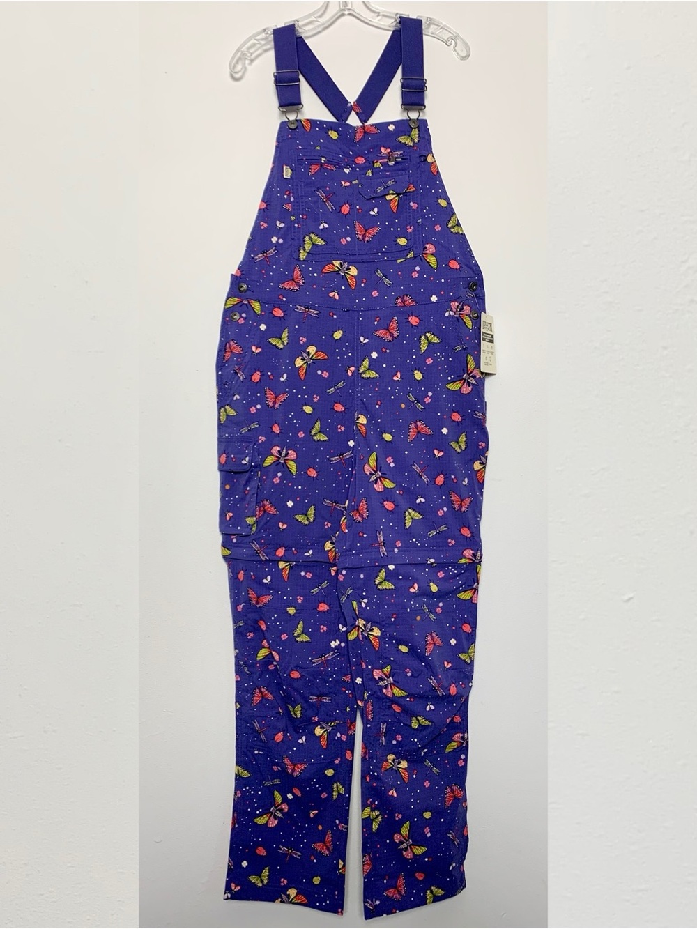 NWT Med Duluth Heirloom Garden Convertible Bib Overalls Indigo Backyard Bugs